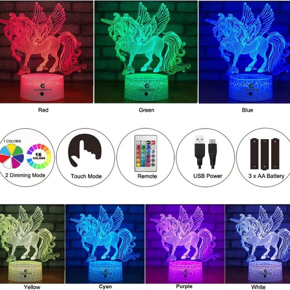 Purple Unicorn Night Light for Kids - Picture 7 of 8